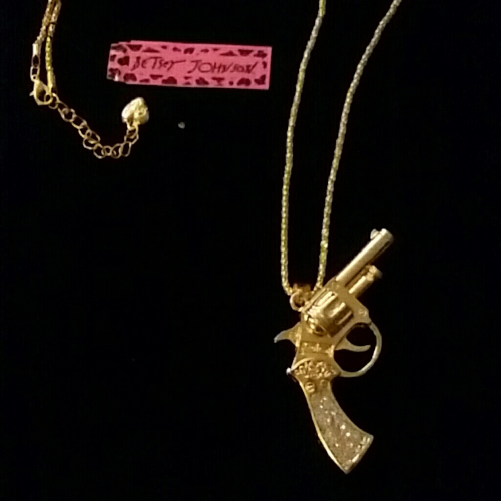 Betsy Johnson revolver gun necklace NEW!